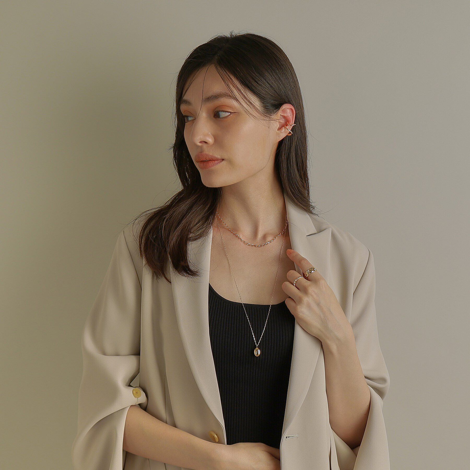 COCOSHNIK「K10Sライン イヤーカフ小」|イヤリング|