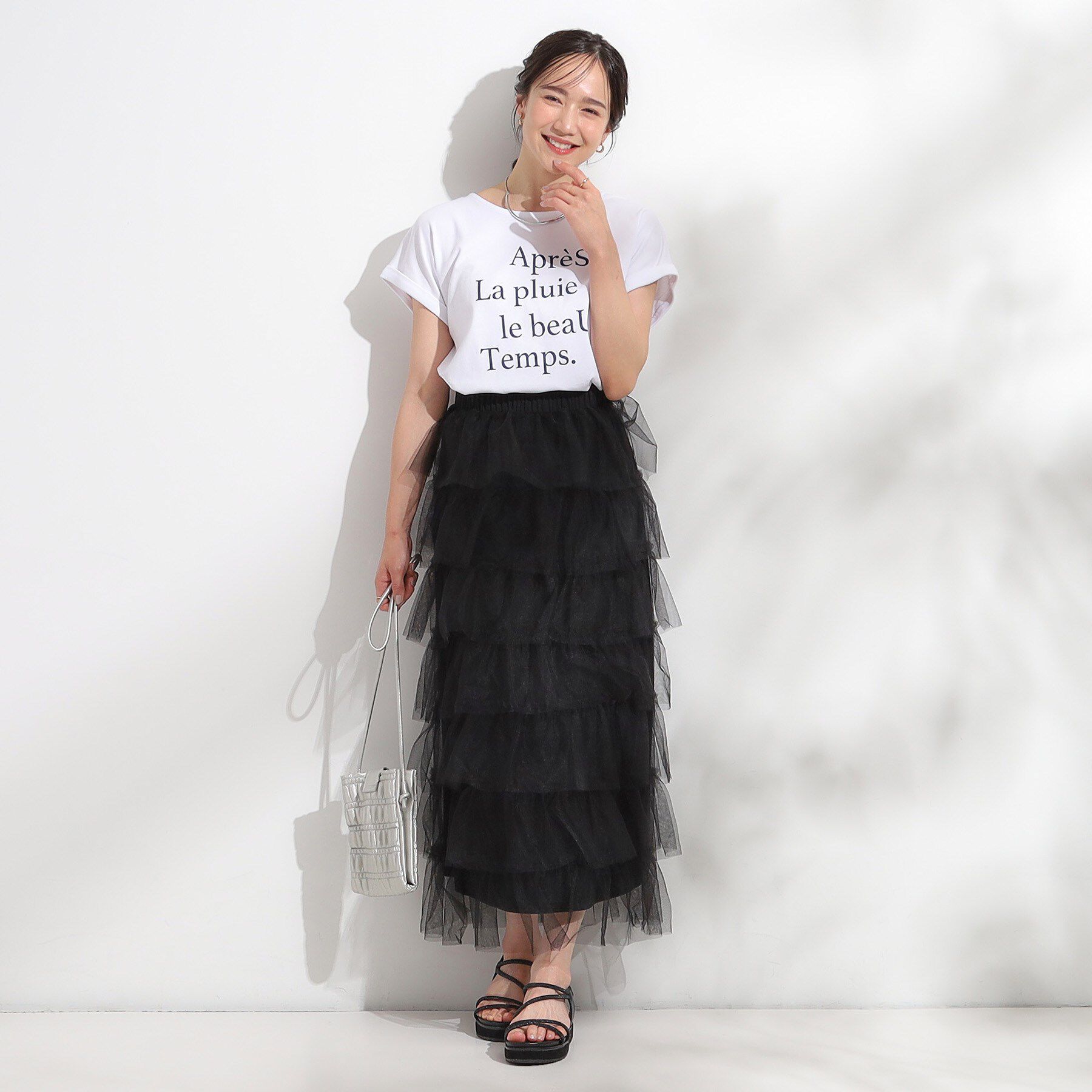 SHOO･LA･RUE「【2点セット/S-LL】コーデの主役になる チュールティアードスカート」|スカート|