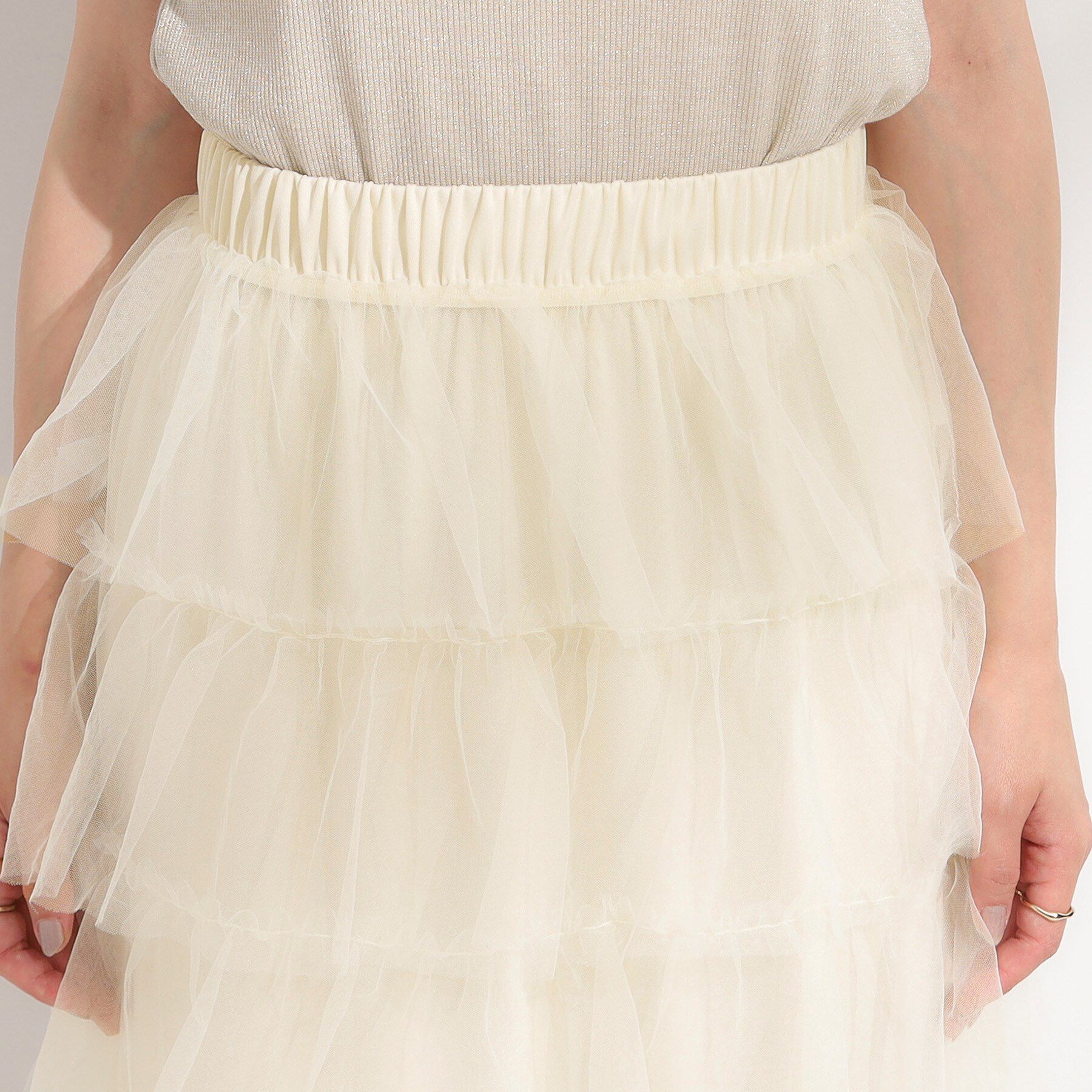 SHOO･LA･RUE「【2点セット/S-LL】コーデの主役になる チュールティアードスカート」|スカート|