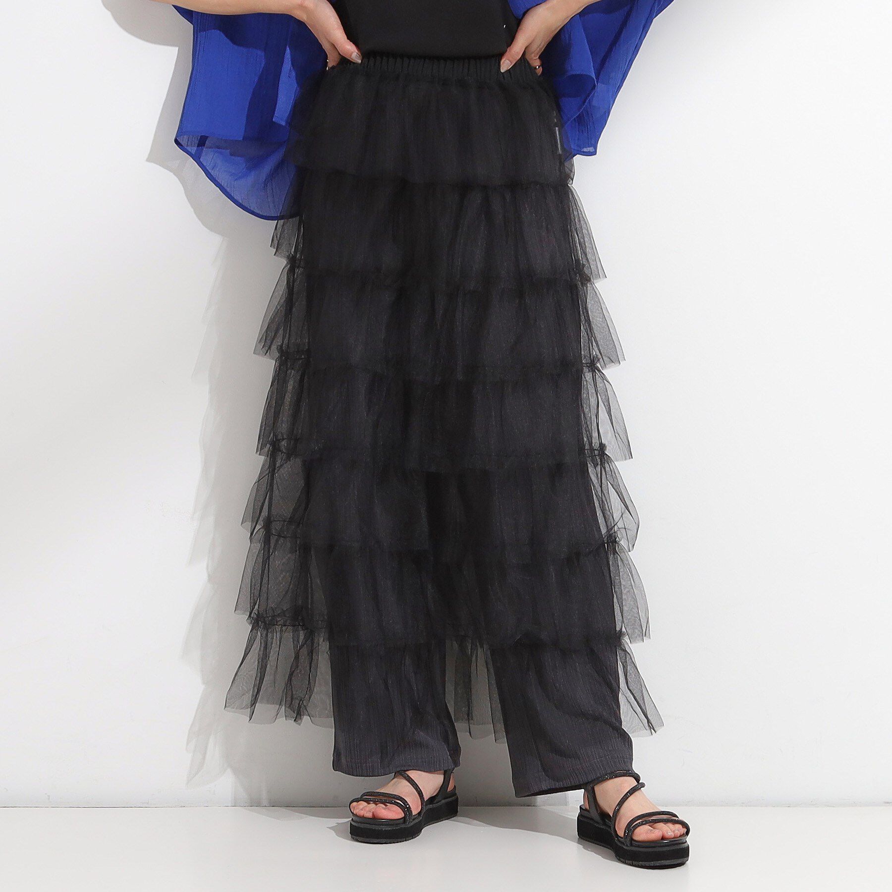 SHOO･LA･RUE「【2点セット/S-LL】コーデの主役になる チュールティアードスカート」|スカート|