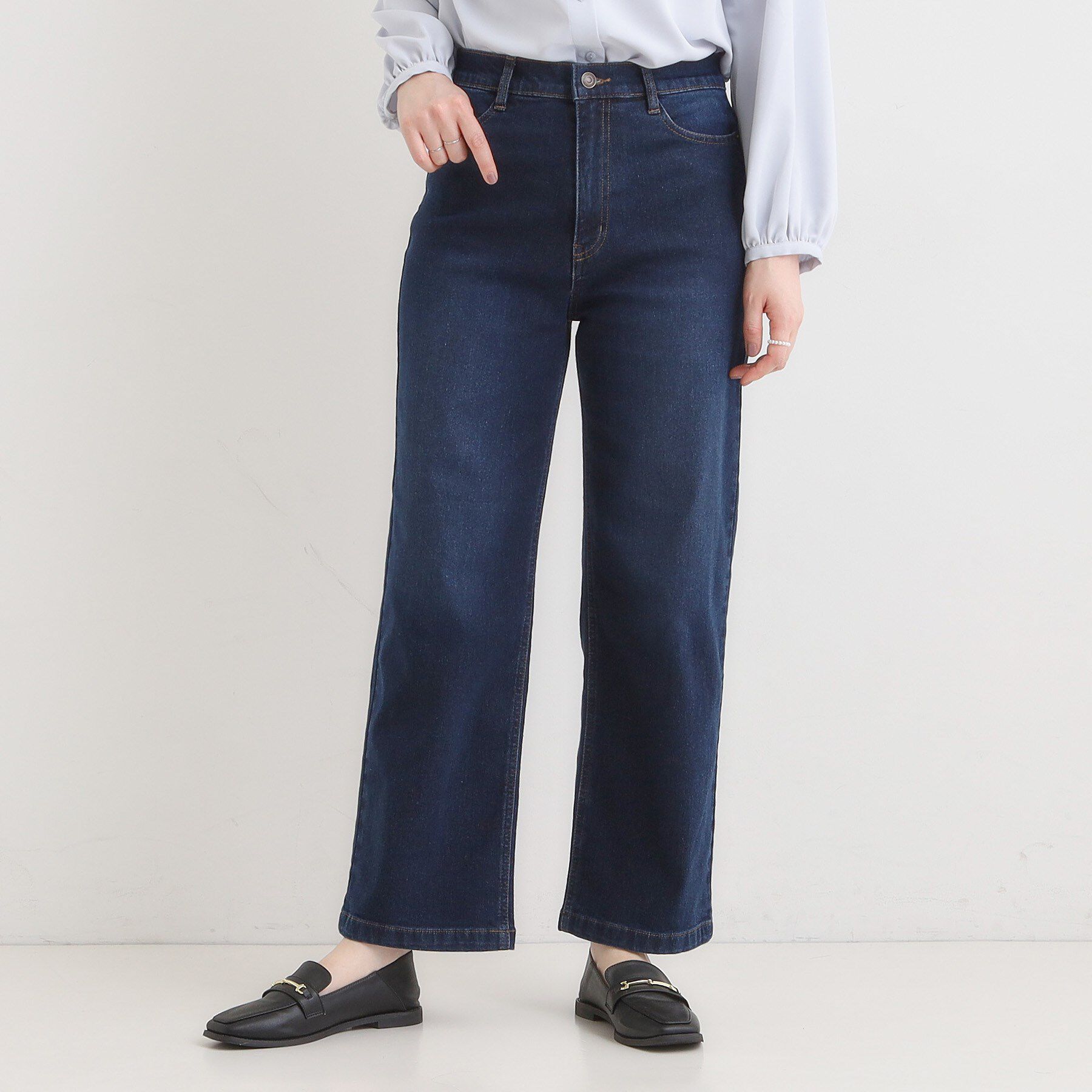 SHOO･LA･RUE「【あったか】裏微起毛ストレートデニムパンツ」|デニム|