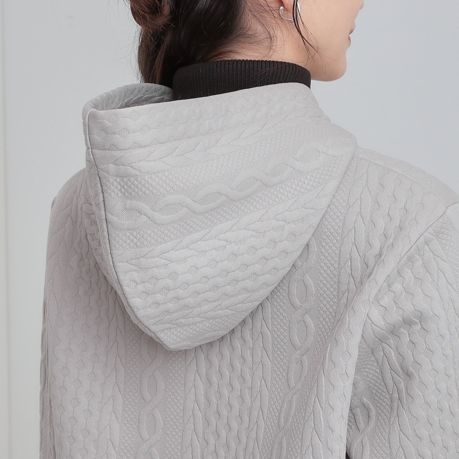 SHOO･LA･RUE「裏側ベロアジャージであったか ケーブルジャガードコーディガン」|カーディガン|