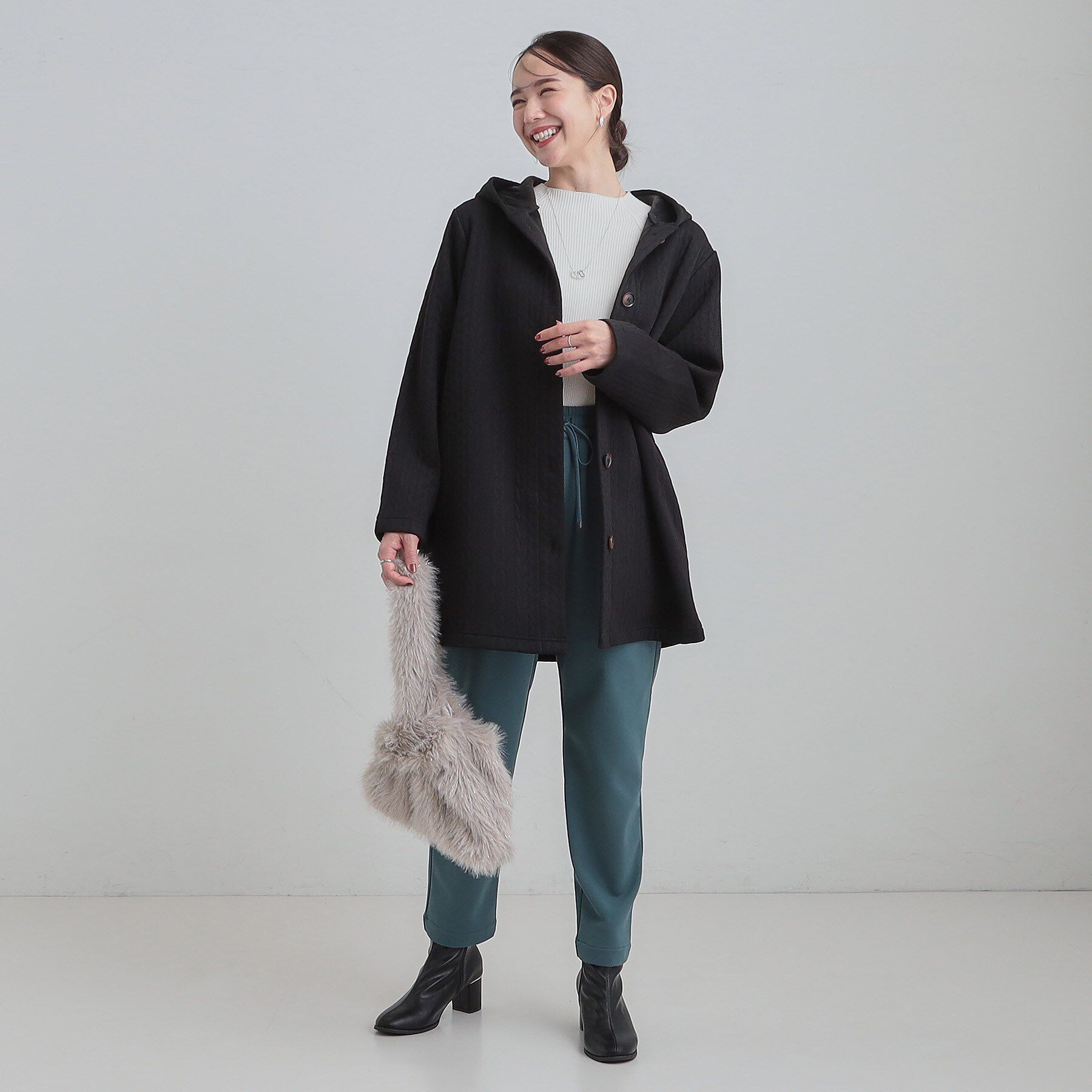 SHOO･LA･RUE「裏側ベロアジャージであったか ケーブルジャガードコーディガン」|カーディガン|