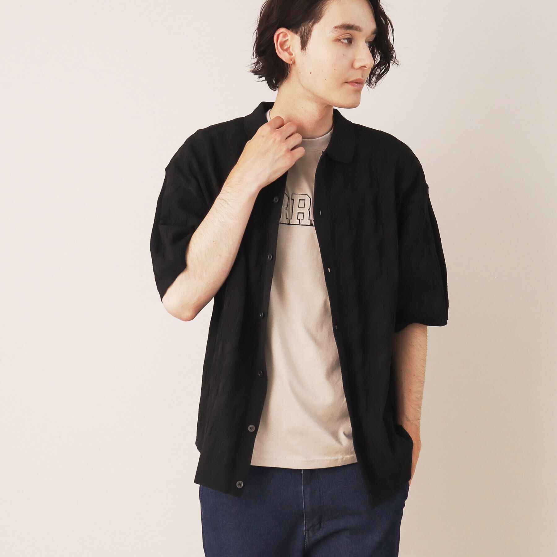 Dessin「柄編みニットシャツ」|シャツ・ブラウス|