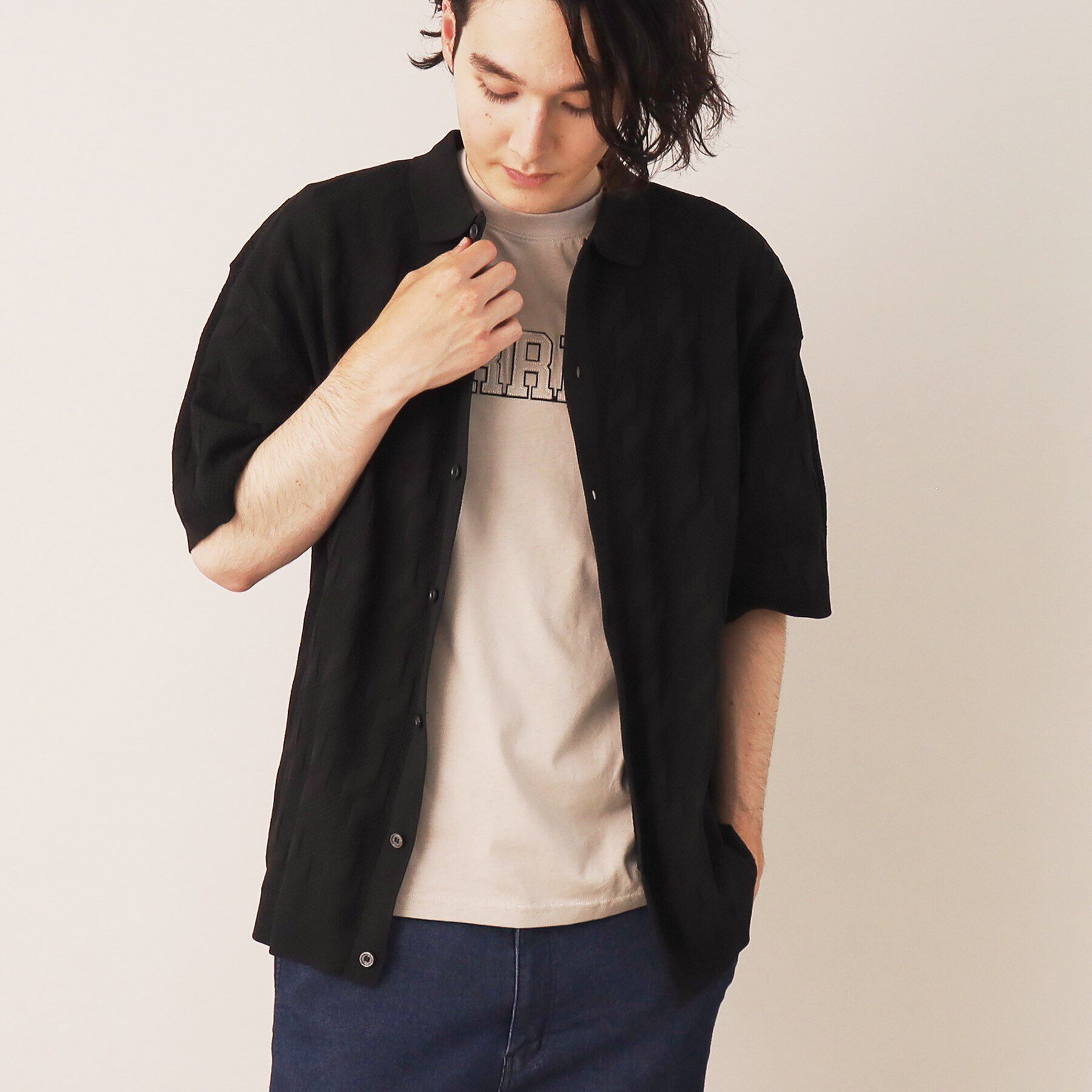 Dessin「柄編みニットシャツ」|シャツ・ブラウス|