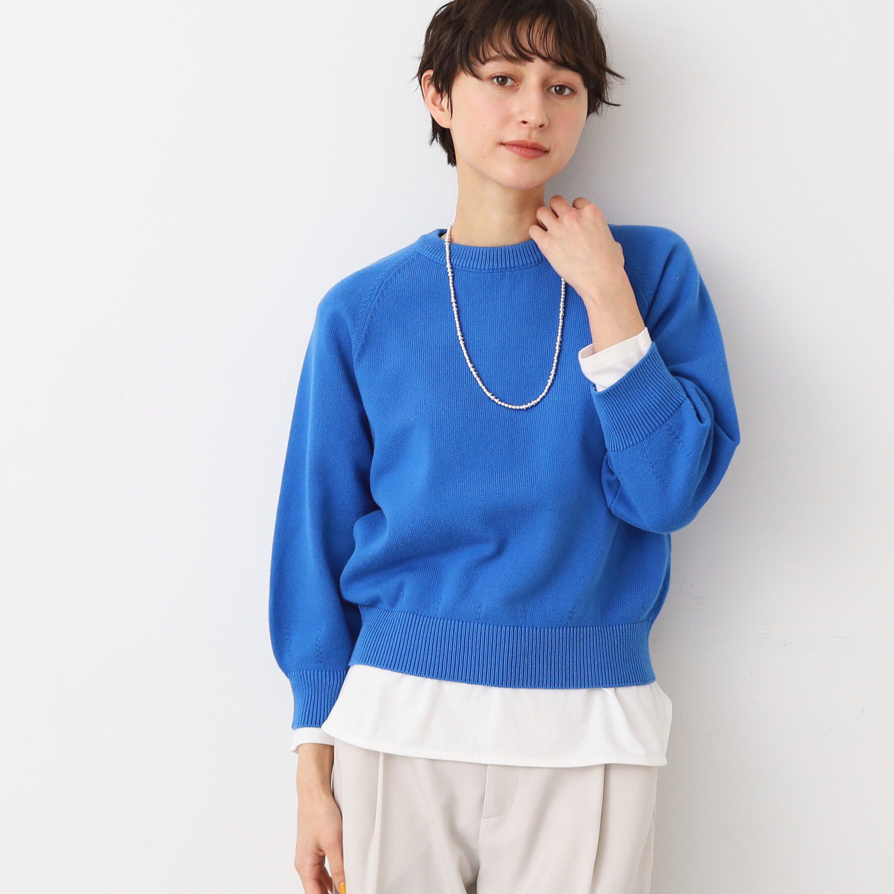 Dessin「【洗える・4サイズ展開】バルーンスリーブニット（XS～L）」|ニット・セーター|ブルー(092)