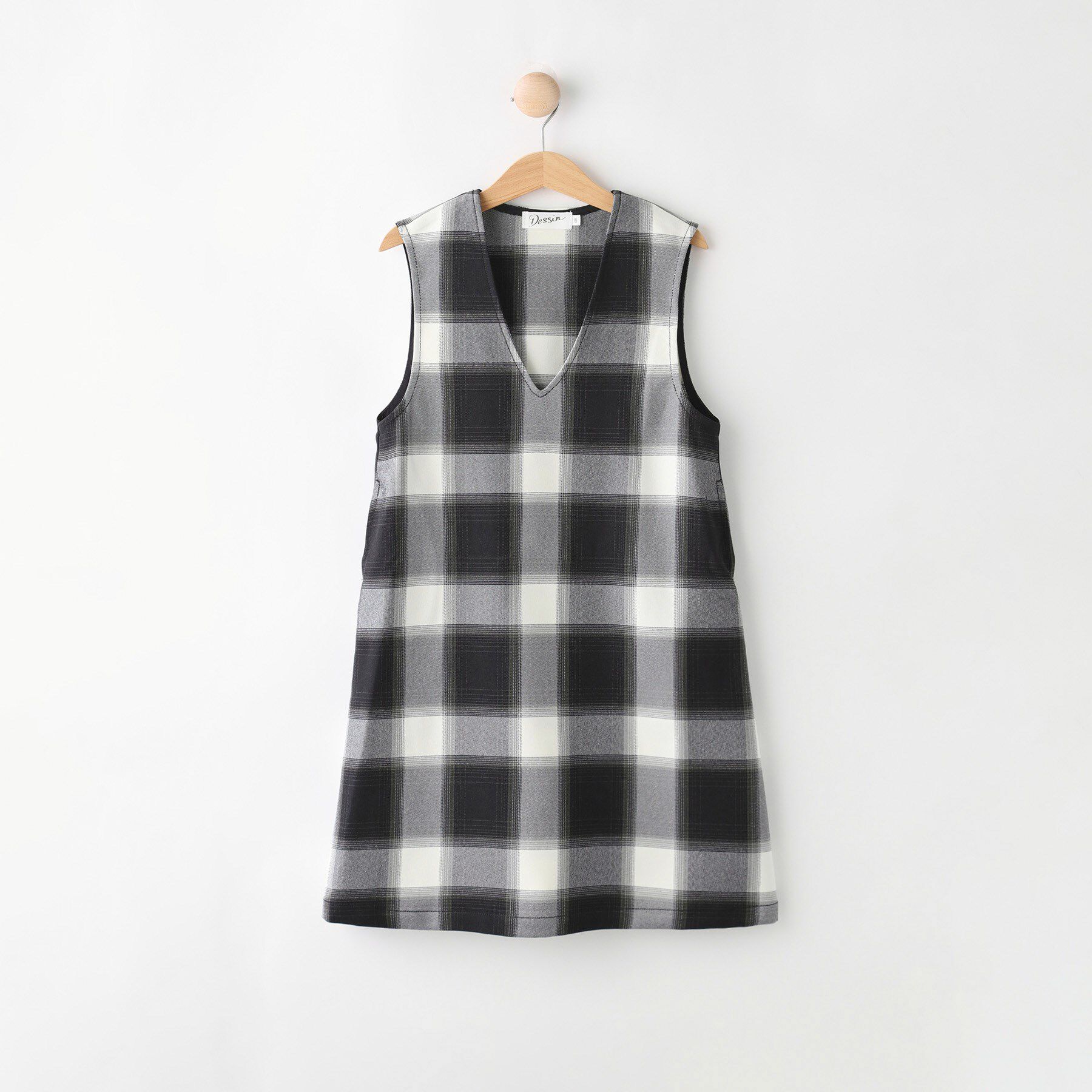 Dessin「【リンクコーデ】チェックジャンパースカート」|ワンピース|ブラック(319)
