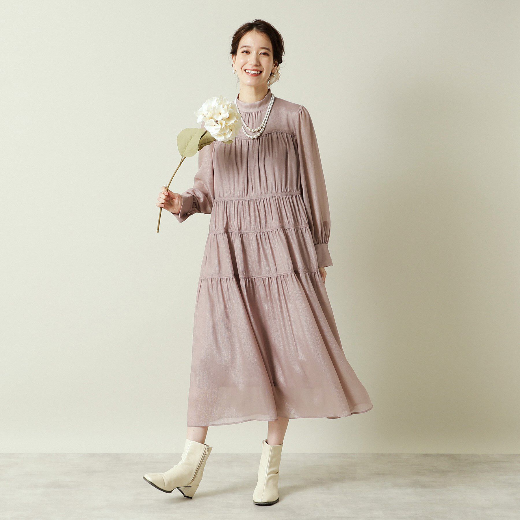 ITS&rsquo;DEMO「【結婚式・パーティに】シャイニー楊柳ワンピース＜ドレスコレクション＞」|ワンピース|