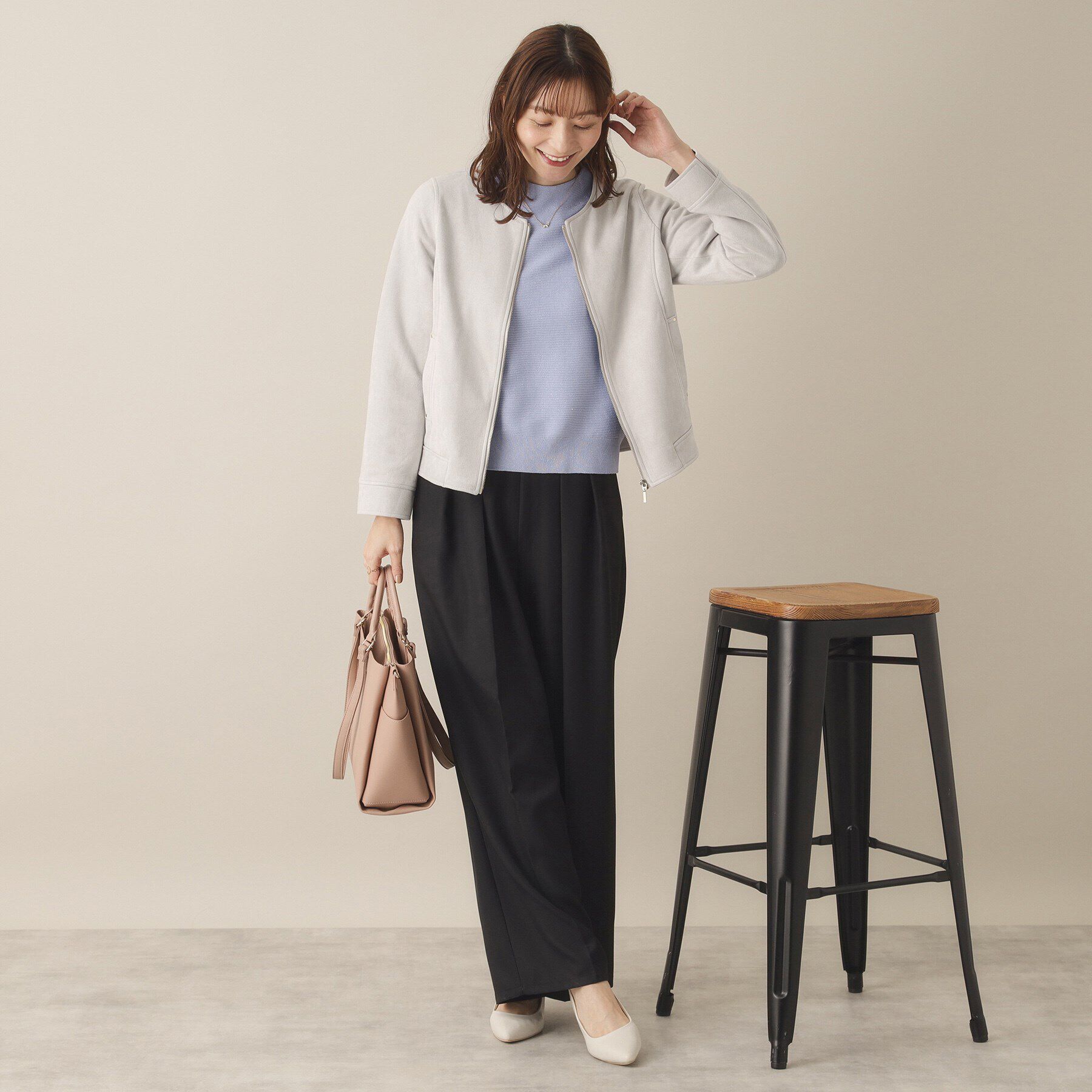 ITS&rsquo;DEMO「【通勤／M・Lサイズ展開】カットフェイクスエードジャケット」|ノーカラージャケット|