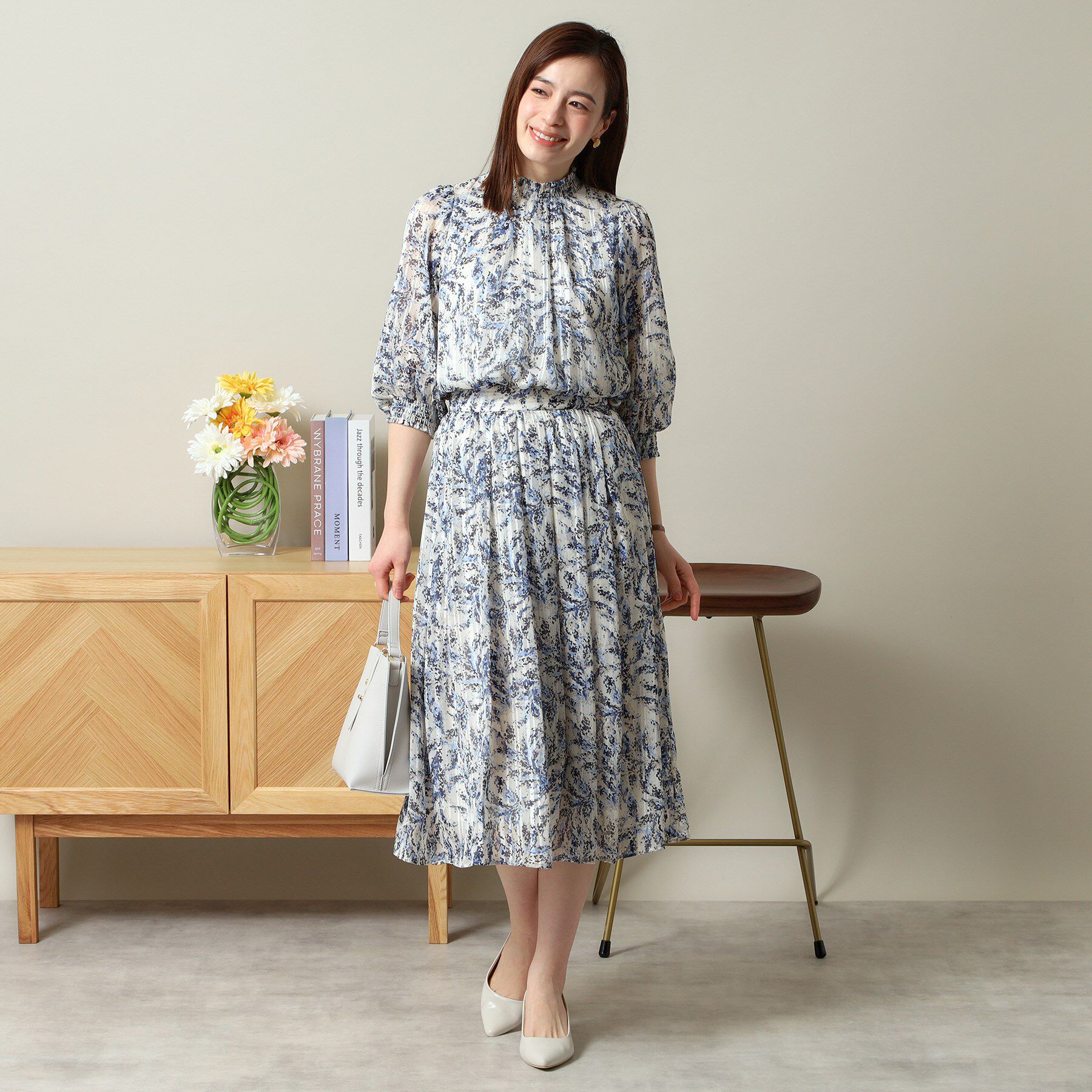 ITS&rsquo;DEMO「【手洗い可／セットアップ可】ラメストライプ7分袖ブラウス」|シャツ・ブラウス|