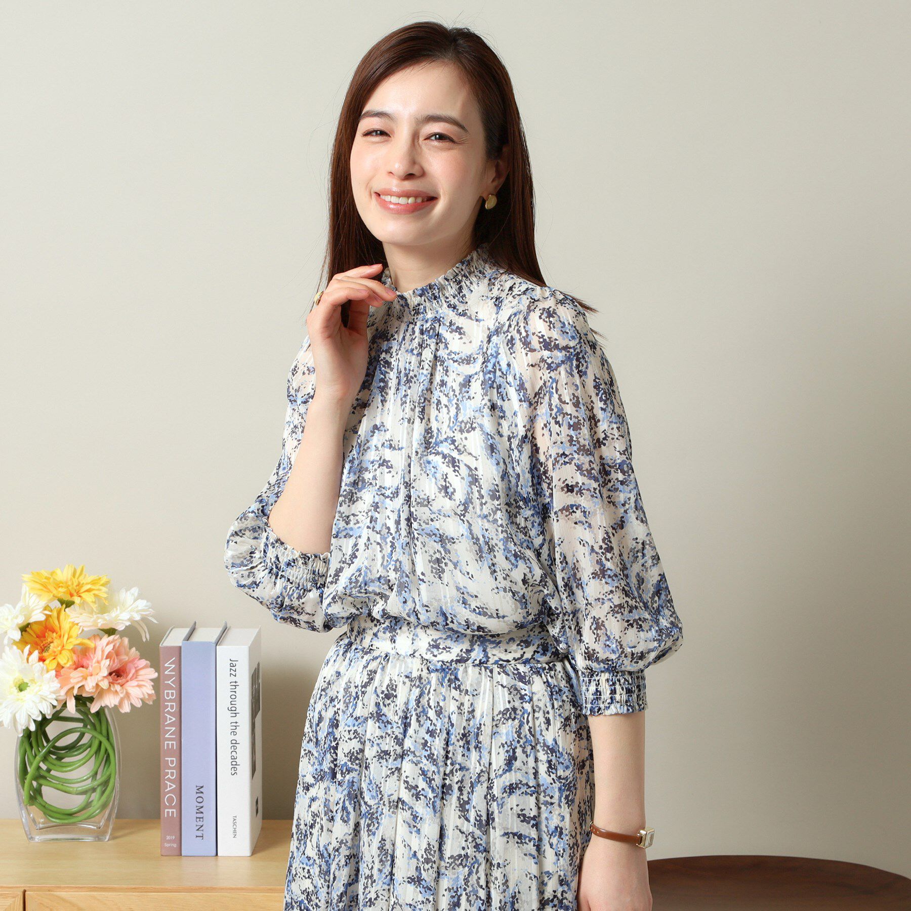 ITS&rsquo;DEMO「【手洗い可／セットアップ可】ラメストライプ7分袖ブラウス」|シャツ・ブラウス|