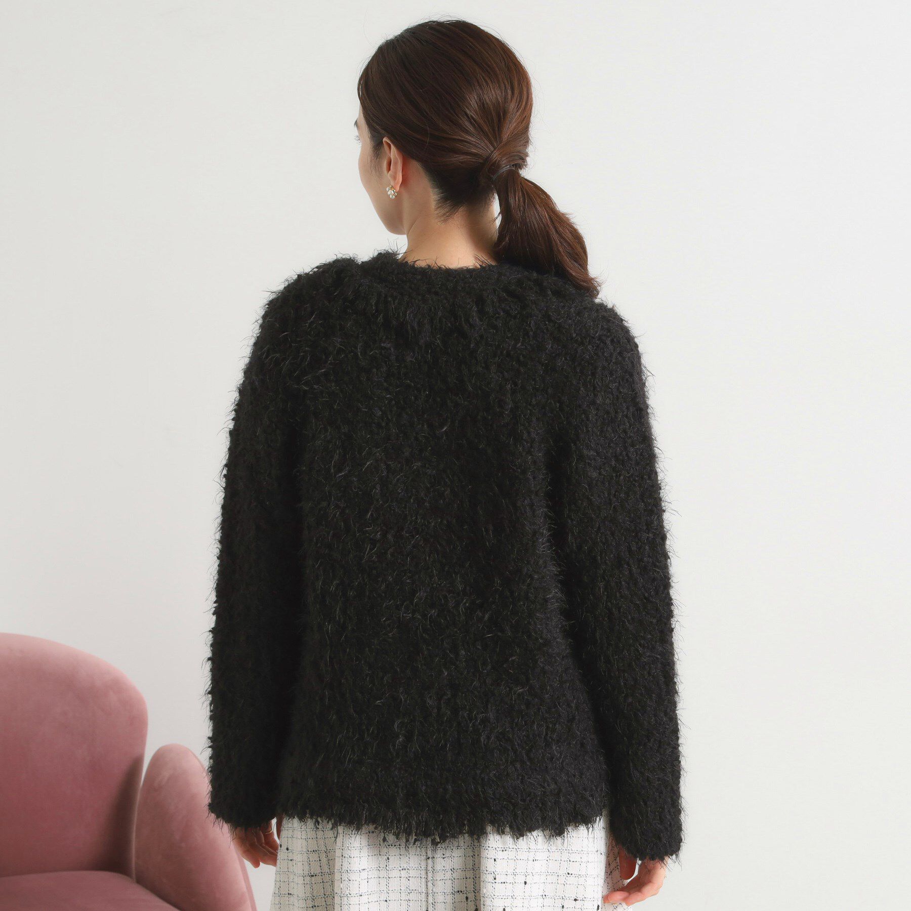 ITS&rsquo;DEMO「ファンシーヤーンニットジャケット」|ノーカラージャケット|