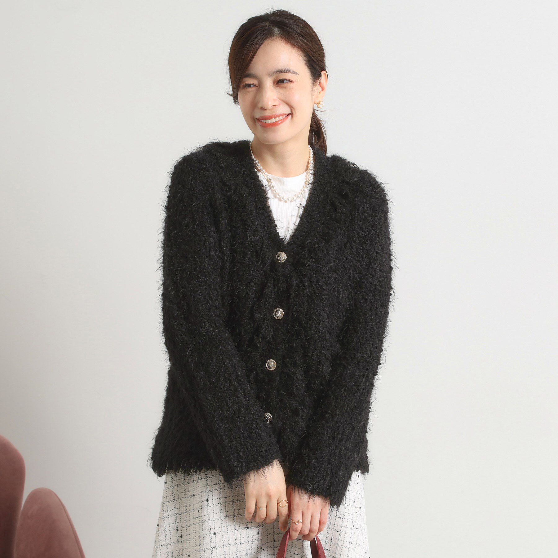 ITS&rsquo;DEMO「ファンシーヤーンニットジャケット」|ノーカラージャケット|