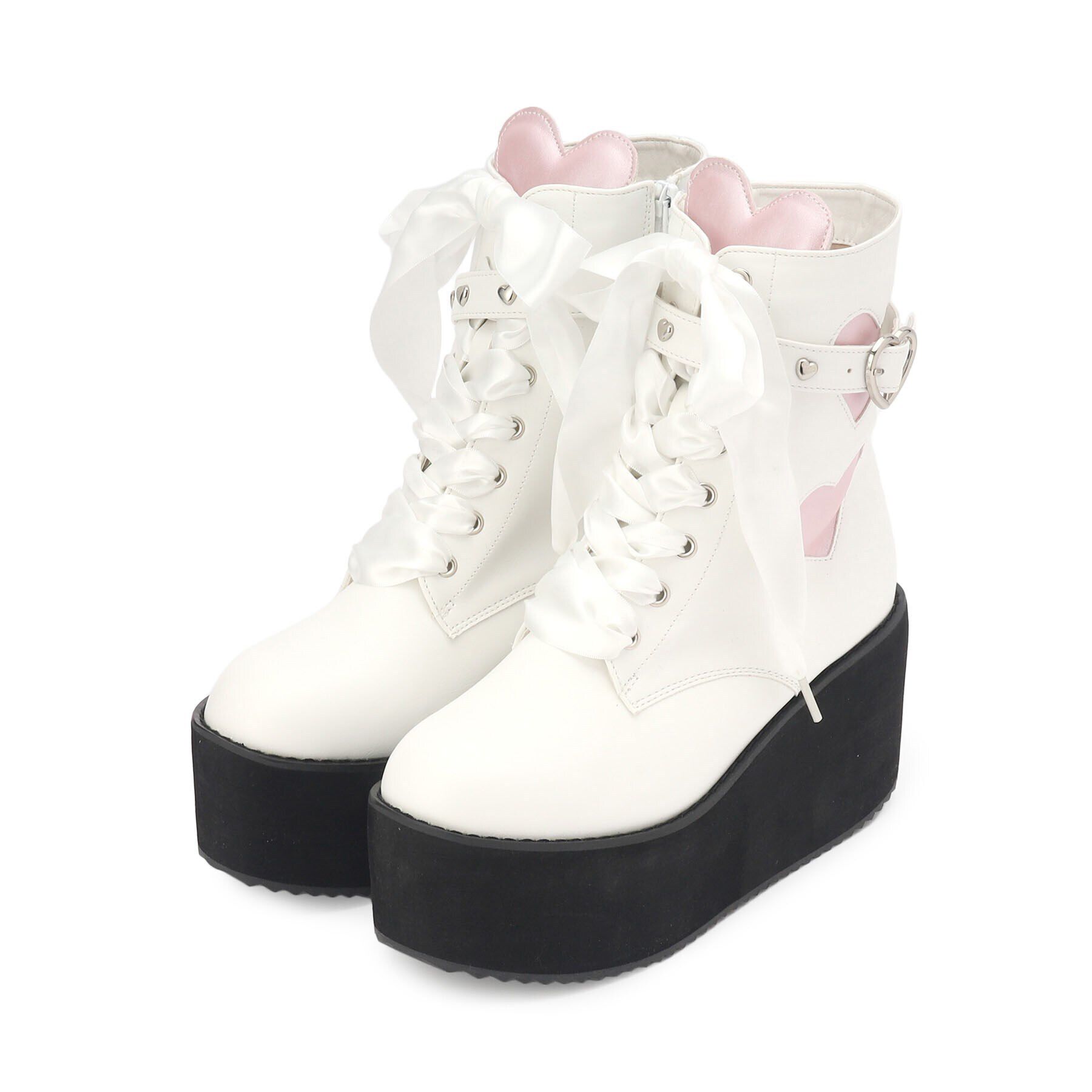 csT&P「厚底ウェッジハートブーツ」|ショートブーツ|ﾎﾜｲﾄ(001)