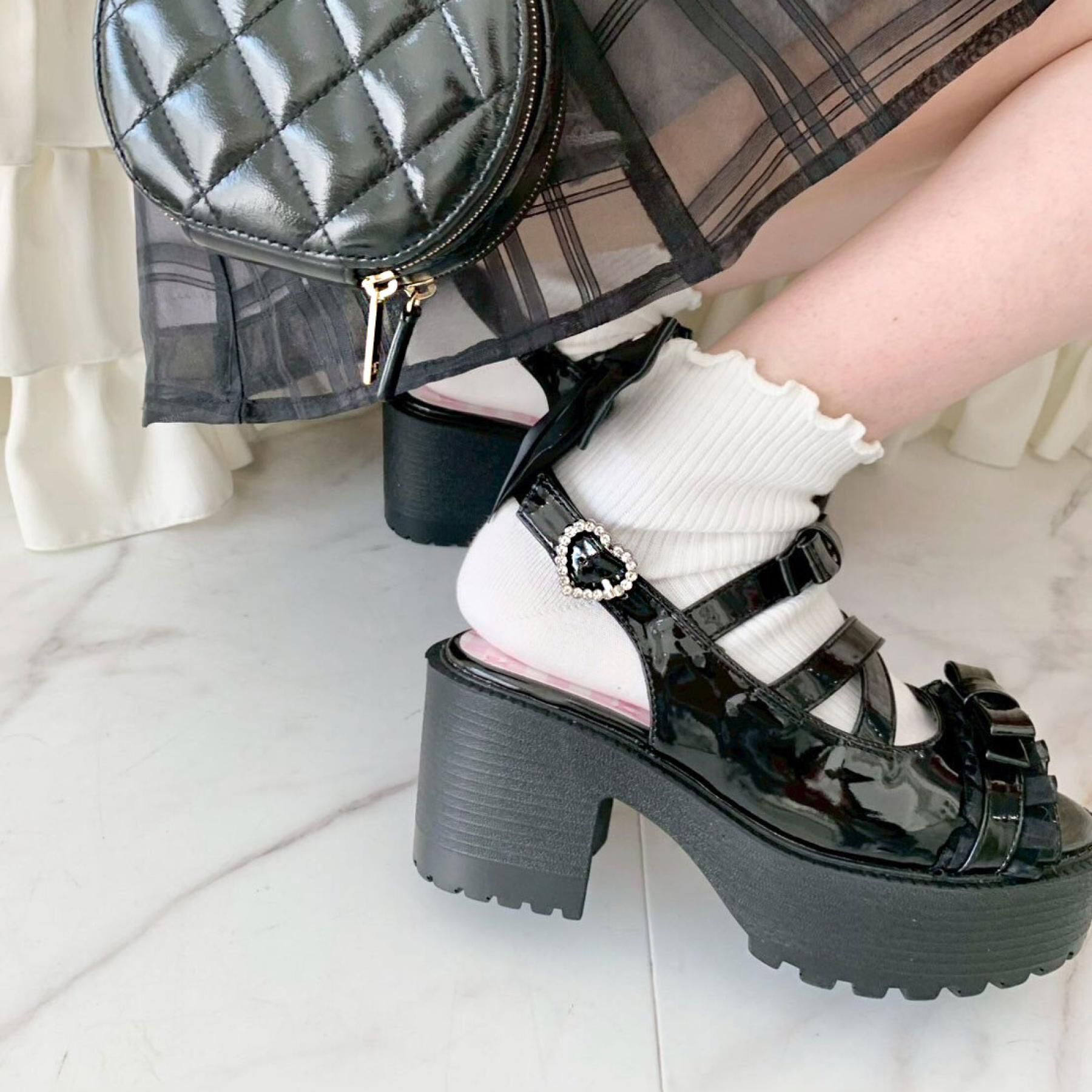 csT&P「厚底レース付きリボンベルトサンダル」|サンダル|