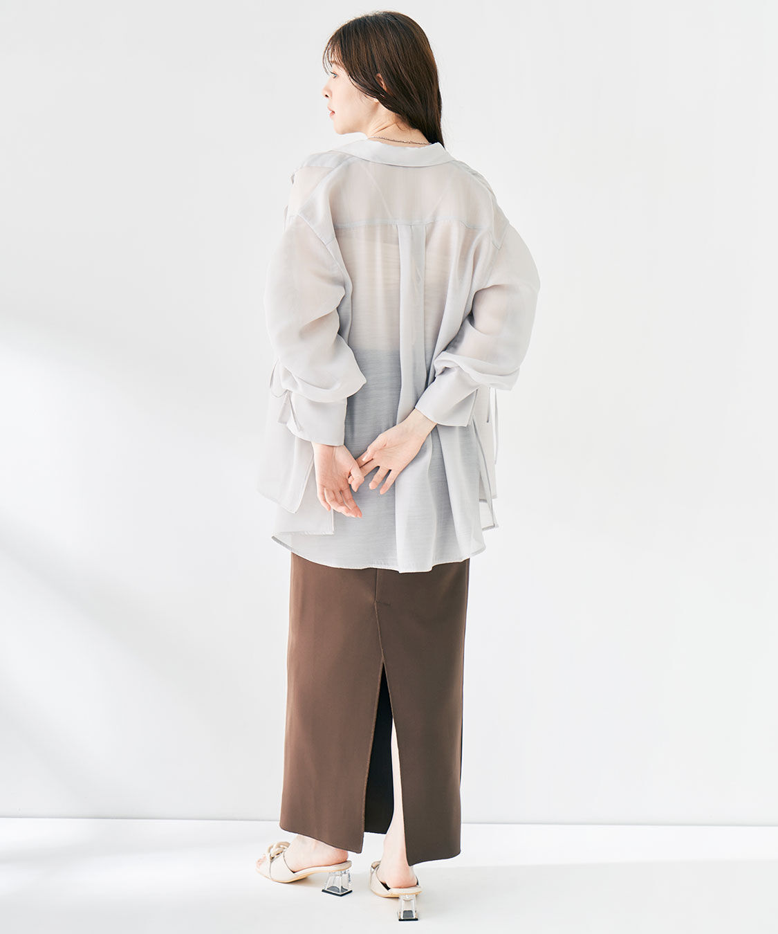 COCO DEAL「ギャザースリーブシアーシャツ」|シャツ・ブラウス|