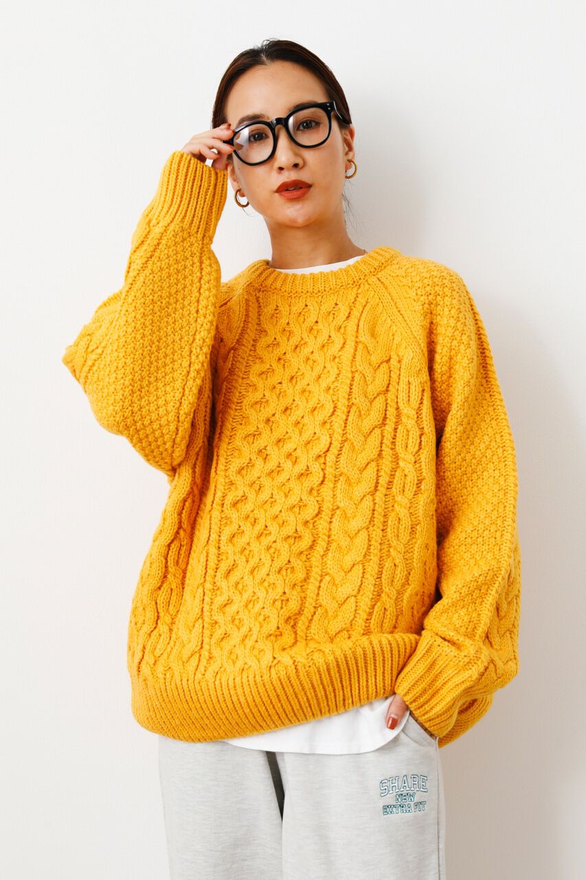 RODEO CROWNS「GOOD OLD フィッシャーマンニットトップス」|ニット・セーター|YEL