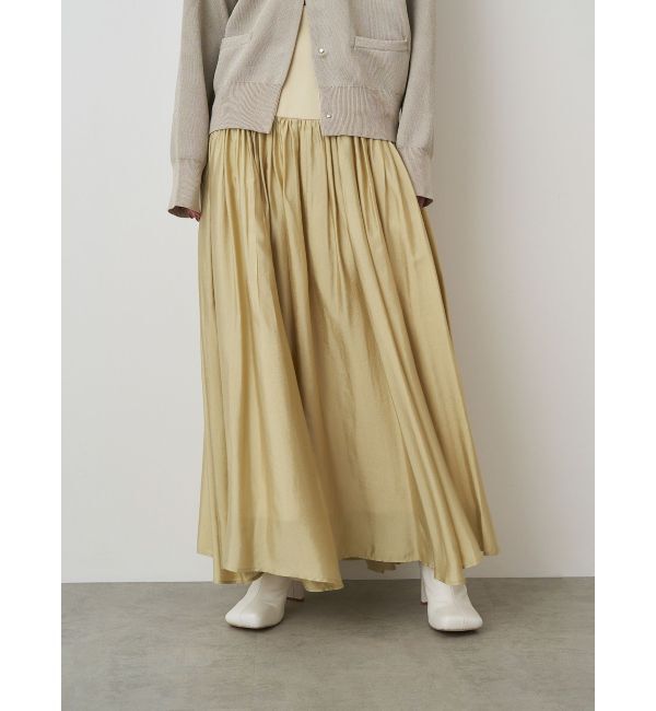 ELENDEEK「SHEER BLOCK FLARED SK」|スカート|イエロー