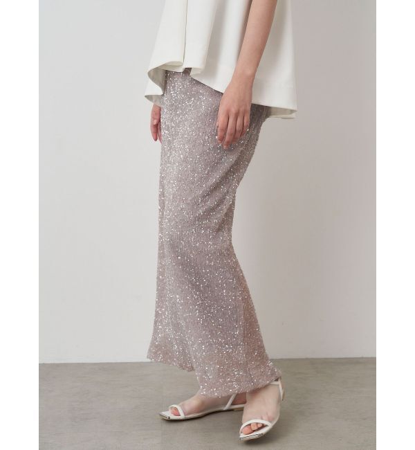 ELENDEEK「SPANGLE PLEATS SK」|スカート|シルバー