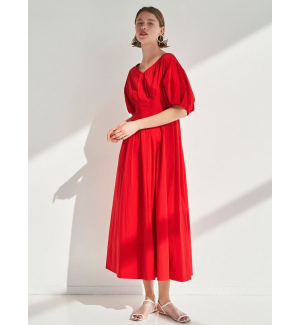 ELENDEEK「FORM SLEEVE WAIST TUCKED OP」|ワンピース|レッド