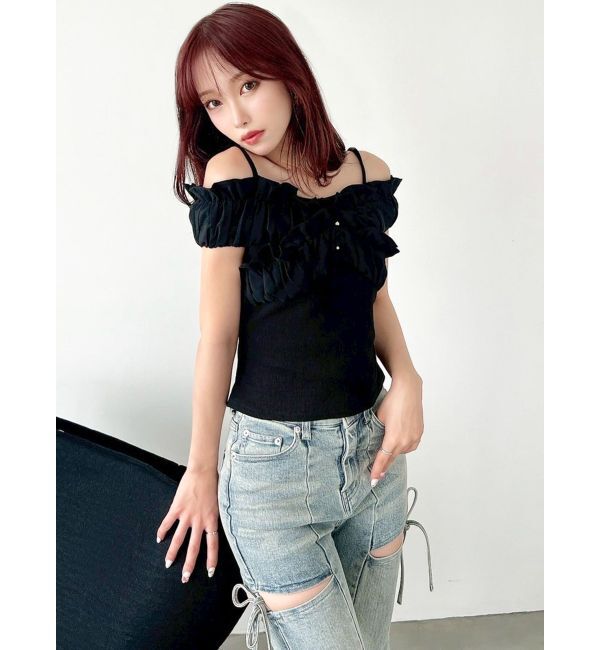 RESEXXY「ボリュームフリルドッキングカットトップス」|Tシャツ・カットソー|