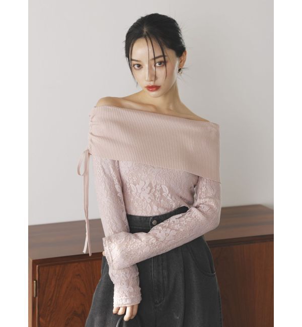 dazzlin「レースレイヤードリブニットトップス」|ニット・セーター|