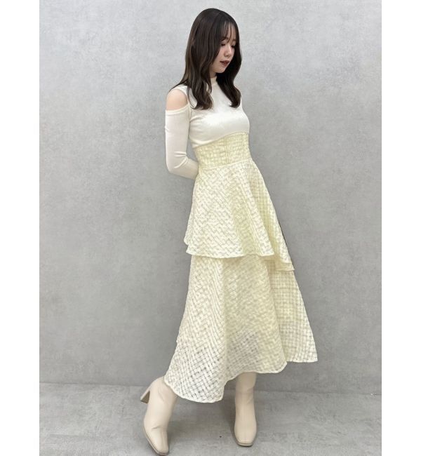 dazzlin「バックリボンティアードコンビワンピース」|ワンピース|