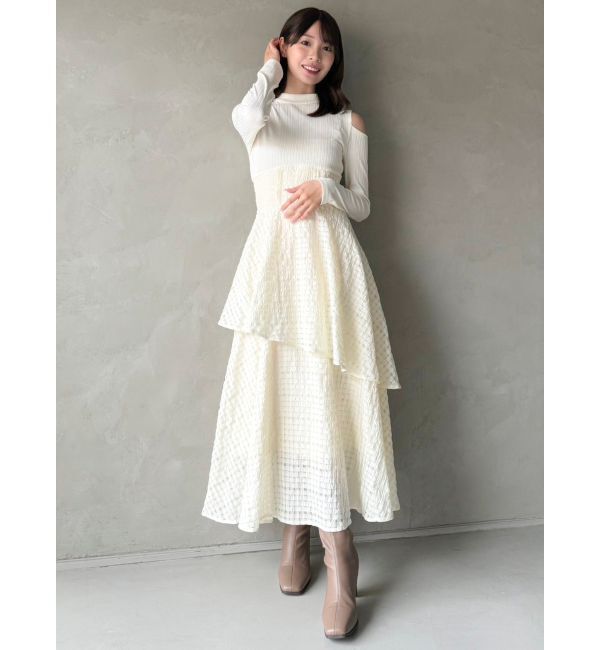 dazzlin「バックリボンティアードコンビワンピース」|ワンピース|