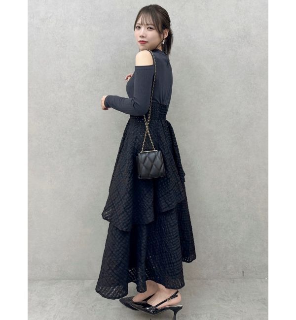 dazzlin「バックリボンティアードコンビワンピース」|ワンピース|