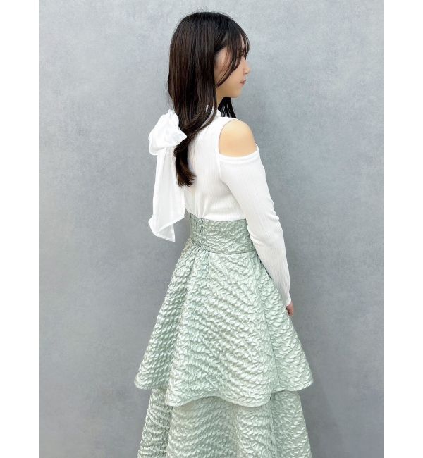 dazzlin「バックリボンティアードコンビワンピース」|ワンピース|