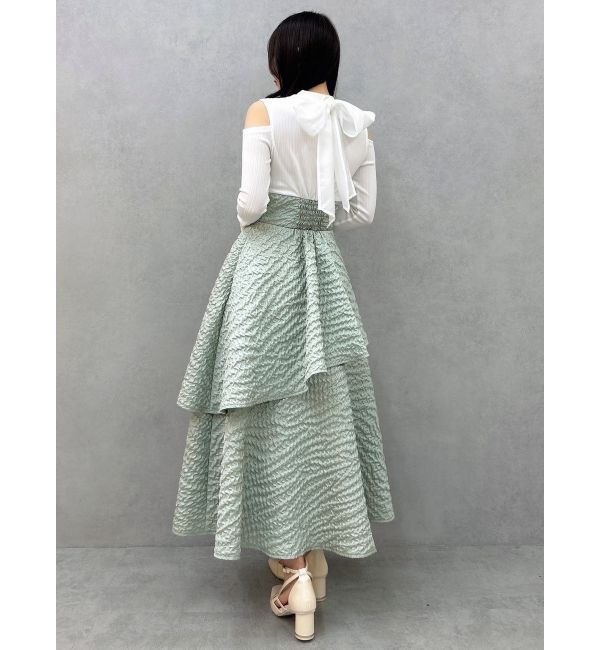 dazzlin「バックリボンティアードコンビワンピース」|ワンピース|