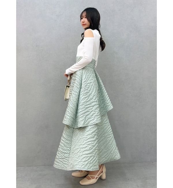 dazzlin「バックリボンティアードコンビワンピース」|ワンピース|