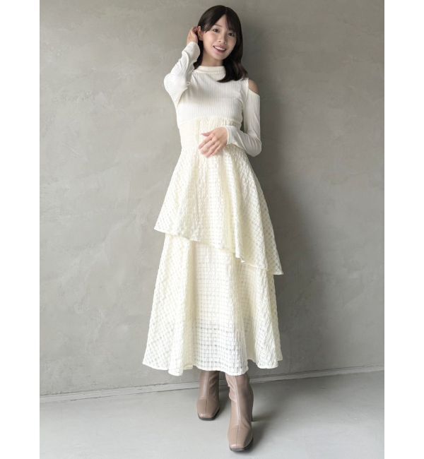 dazzlin「バックリボンティアードコンビワンピース」|ワンピース|