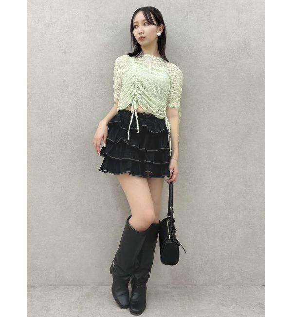 dazzlin「ギャザーリボンレーストップス」|Tシャツ・カットソー|