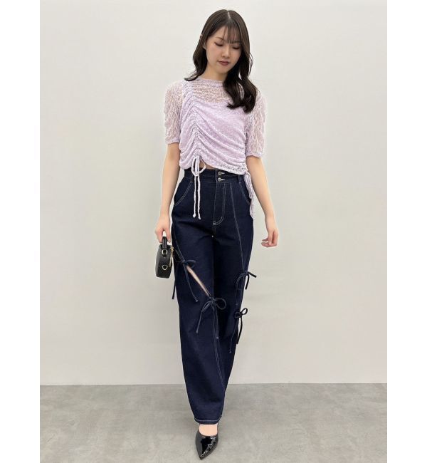 dazzlin「ギャザーリボンレーストップス」|Tシャツ・カットソー|