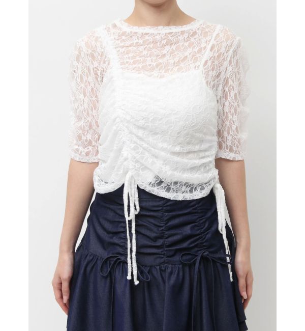 dazzlin「ギャザーリボンレーストップス」|Tシャツ・カットソー|