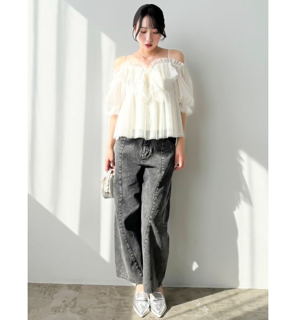 dazzlin「スクエアフリルペプラムブラウス」|シャツ・ブラウス|