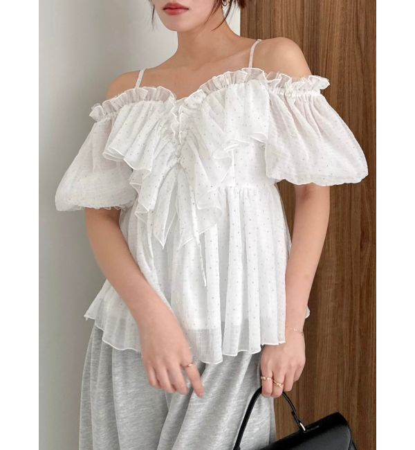 dazzlin「スクエアフリルペプラムブラウス」|シャツ・ブラウス|