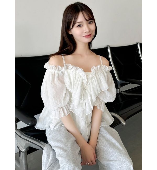 dazzlin「スクエアフリルペプラムブラウス」|シャツ・ブラウス|