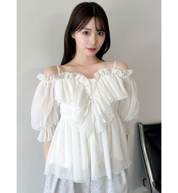 dazzlin「スクエアフリルペプラムブラウス」|シャツ・ブラウス|