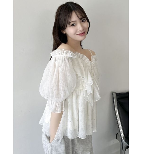 dazzlin「スクエアフリルペプラムブラウス」|シャツ・ブラウス|