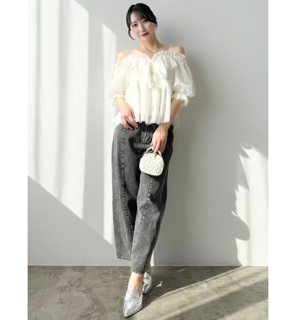 dazzlin「スクエアフリルペプラムブラウス」|シャツ・ブラウス|