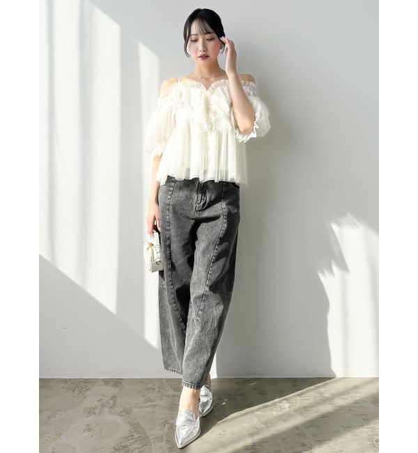 dazzlin「スクエアフリルペプラムブラウス」|シャツ・ブラウス|