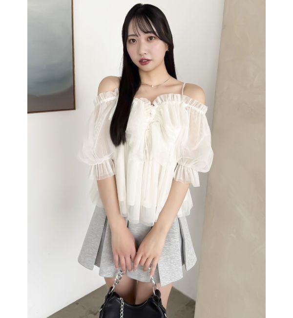 dazzlin「スクエアフリルペプラムブラウス」|シャツ・ブラウス|