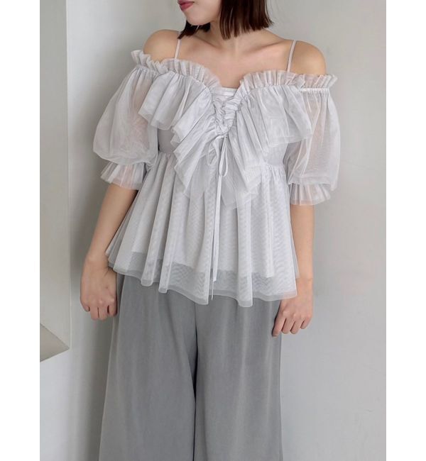 dazzlin「スクエアフリルペプラムブラウス」|シャツ・ブラウス|