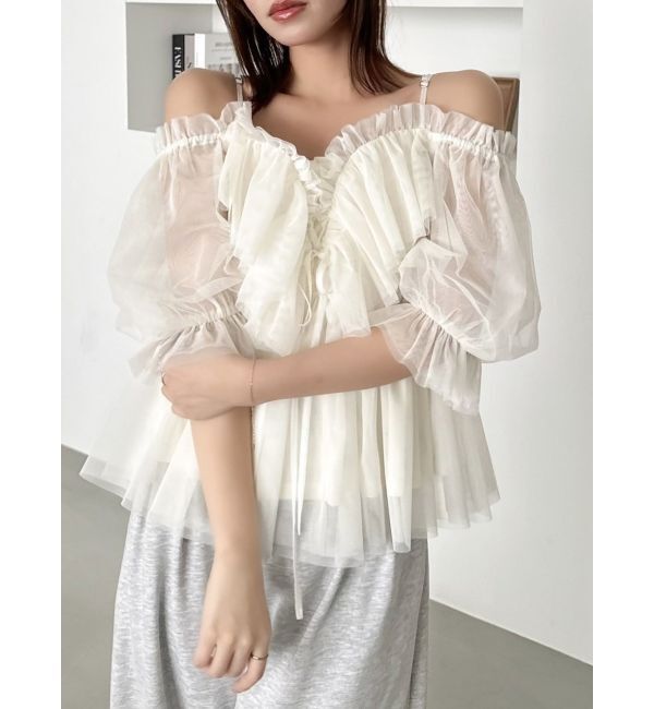 dazzlin「スクエアフリルペプラムブラウス」|シャツ・ブラウス|