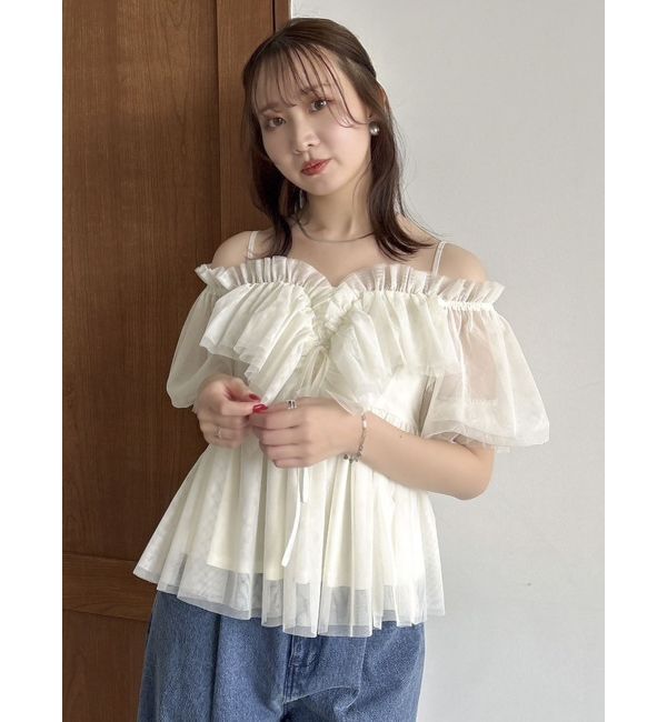 dazzlin「スクエアフリルペプラムブラウス」|シャツ・ブラウス|