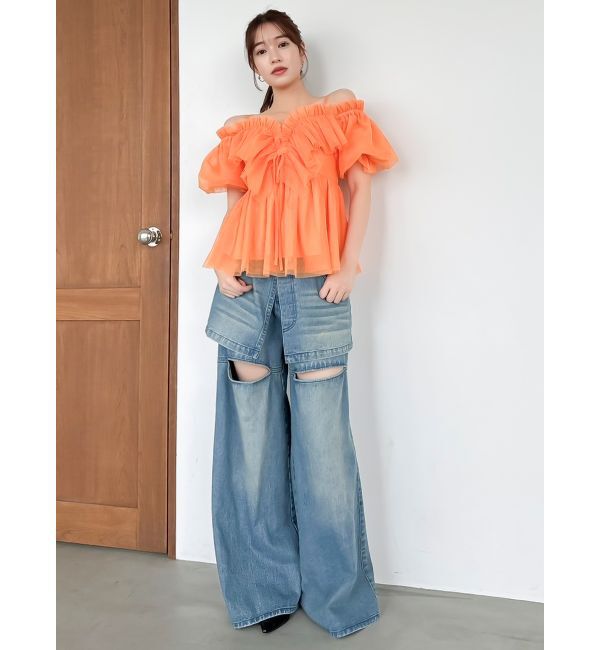 dazzlin「スクエアフリルペプラムブラウス」|シャツ・ブラウス|