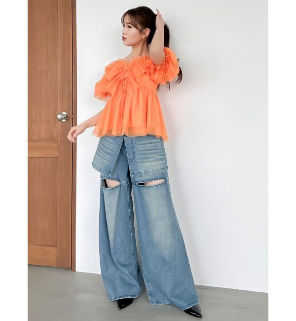 dazzlin「スクエアフリルペプラムブラウス」|シャツ・ブラウス|