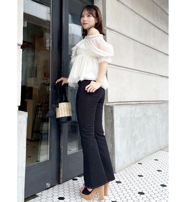 dazzlin「スクエアフリルペプラムブラウス」|シャツ・ブラウス|